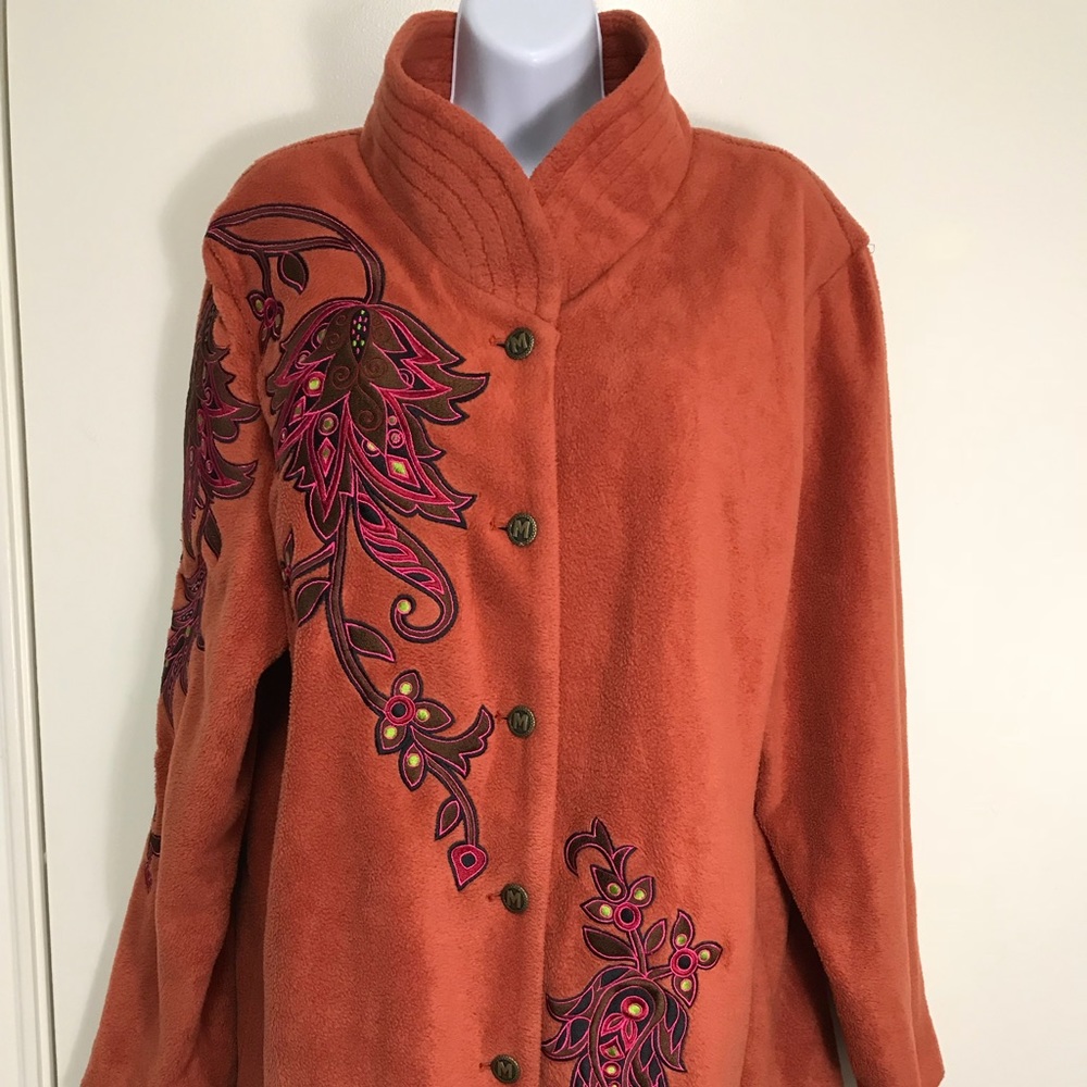 Bob Mackie Wearable Art Embroidered Fleece Jacket